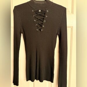 Sexy Planet Gold Charcoal Lace-Up Sweater